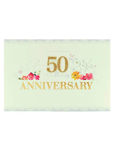 Glückwunschkarte zum 50. Hochzeitstag – Goldene Jahrestagskarte für Paare von UK Greetings