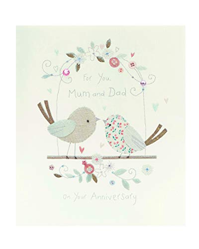 Glückwunschkarte zum Hochzeitstag für Mutter und Papa – Karte zum Hochzeitstag für Eltern – Liebesvogel-Jubilä von UK Greetings