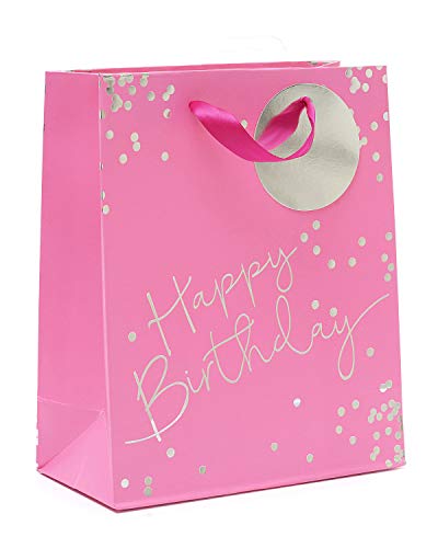 Große Geschenktüte für Damen, mit Folie, Pink - perfekt als Verpackung für Geburstagsgeschenke Medium, Geschenktasche rose von UK Greetings