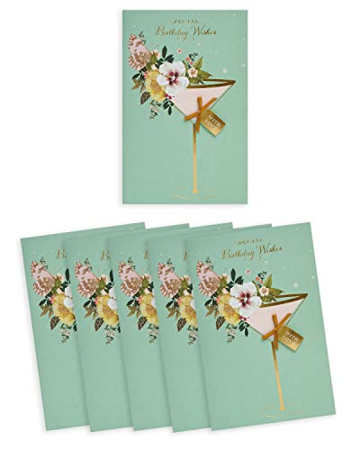 Multipack mit 6 Karten – Royal Horticultural Society – Cocktail-Geburtstagskarte – Geburtstagskarte für sie – Geburtstagskarten-Bundle – Geburtstagskarte für Freunde von UK Greetings