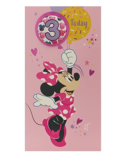UK Greetings Disney Geburtstagskarte zum 3. Geburtstag für sie/Mädchen, Happy Birthday Geschenke, Mädchen, Frauen, Minnie Mouse-Design, mit Abzeichen und Umschlag, 127 x 235 mm UK Greetings Disney Geburtstagskarte zum 3. Geburtstag für sie/Mädchen, Happy Birthday Geschenke, Mädchen, Frauen, Minnie Mouse-Design, mit Abzeichen und Umschlag, 127 x 235 mm von UK Greetings