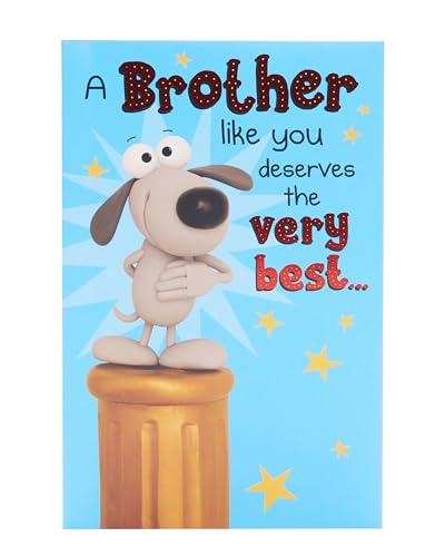UK Greetings Geburtstagskarte für Bruder – Pop-Up Cartoon Hund Design von UK Greetings
