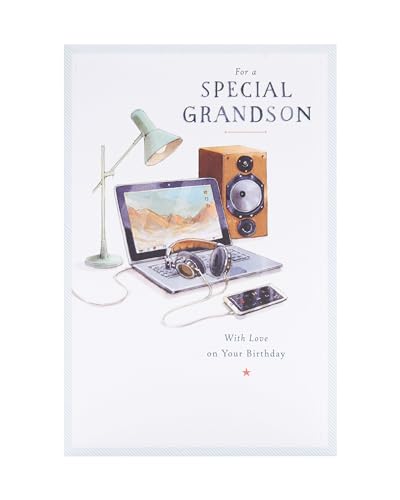 UK Greetings Geburtstagskarte für Enkel – Laptop-Design – Thinking of You Range von UK Greetings