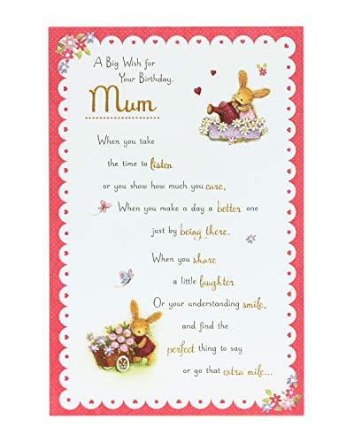 UK Greetings Geburtstagskarte für Mütter, Geburtstagskarte für sie, süße Geburtstagskarte, niedliches Kaninchen-Design, mehrfarbig von UK Greetings