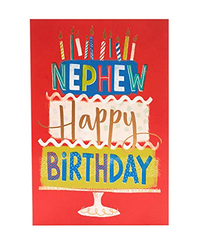 UK Greetings Geburtstagskarte für Neffen – helles und auffälliges Design – Geburtstagskarte für Ihn, Rot von UK Greetings
