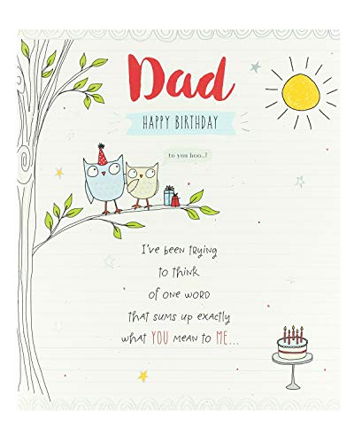 UK Greetings Geburtstagskarte für Papa – Geburtstagskarte für Ihn – süße Geburtstagskarte – Eule Geburtstagskarte, Weiß von UK Greetings