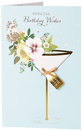 UK Greetings Geburtstagskarte für Sie – Geburtstagskarten weiblich – Freundin Geburtstagskarte – elegantes florales Cocktail-Design von UK Greetings