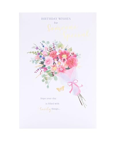 UK Greetings Geburtstagskarte für einen besonderen Menschen – rosa Blumenstrauß-Design – Thinking of You-Serie von UK Greetings