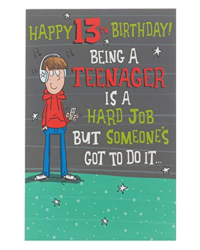 UK Greetings Geburtstagskarte zum 13. Geburtstag für Ihn/Freund – lustiges Teen-Design von UK Greetings