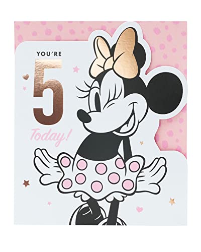 UK Greetings Geburtstagskarte zum 5. Geburtstag für Mädchen – Disney-Geburtstagskarte zum 5. Geburtstag – Minnie Maus Geburtstagskarte für Mädchen – Minnie Maus 5. Geburtstag, mehrfarbig (698257-0-1) von UK Greetings