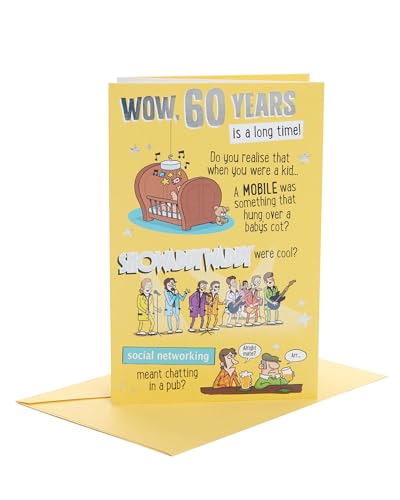 UK Greetings Geburtstagskarte zum 60. Geburtstag für Ihn/Freund – humorvolles Design, mehrfarbig, 149 mm x 229 mm von UK Greetings