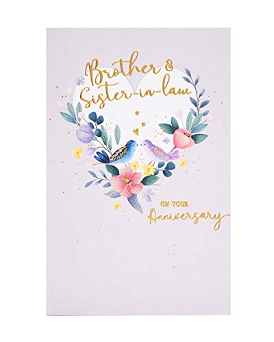 UK Greetings Glückwunschkarte zum Hochzeitstag für Bruder und Schwägerin, florales Herz-Design, 149 x 229 mm von UK Greetings