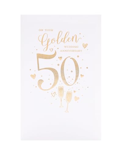 UK Greetings Goldene Hochzeitstagskarte – Glückwunschkarte zum 50. Hochzeitstag – Jahrestagskarte für Paare, mehrfarbig, 553661-0-1 von UK Greetings