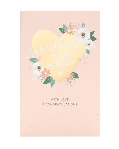 UK Greetings Hochzeitskarte für ein besonderes Paar, florales Herz-Design, Thinking of You von UK Greetings