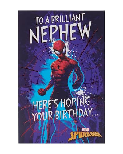 UK Greetings Marvel Spider-Man Geburtstagskarte für Neffen – auffälliges Design von UK Greetings