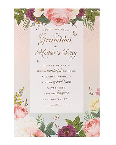 UK Greetings Muttertagskarte für Oma mit Umschlag – Blumenvers-Design von UK Greetings