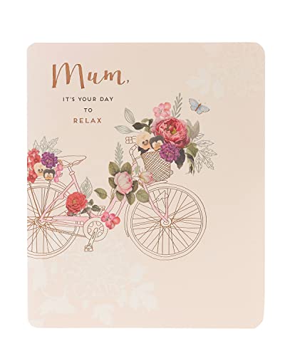 UK Greetings Muttertagskarte mit Umschlag – Blumen & Fahrrad Design von UK Greetings