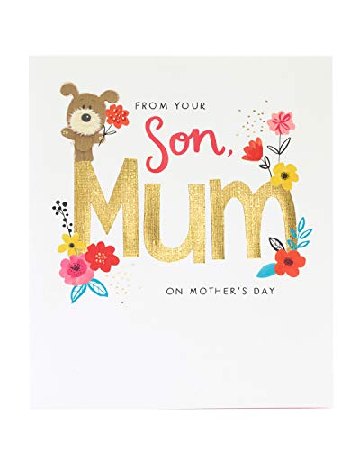 UK Greetings Muttertagskarte vom Sohn mit Umschlag, lustiges Design, Weiß von UK Greetings