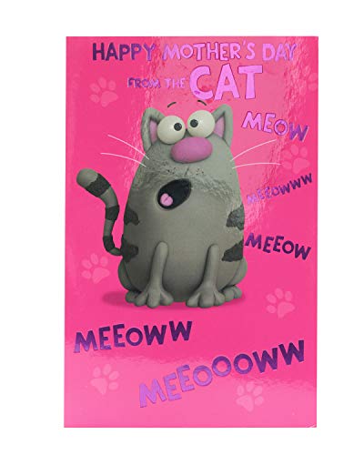 UK Greetings Muttertagskarte von der Katze mit Umschlag – Cartoon-Katzen-Design, Pink von UK Greetings