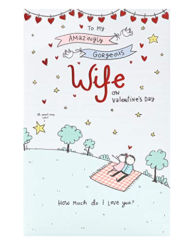 UK Greetings Valentinstagskarte für Ehefrau – süßes Cartoon-Design von UK Greetings
