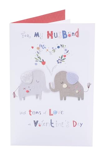 UK Greetings Valentinstagskarte für Ehemann – niedliches Elefanten-Design von UK Greetings
