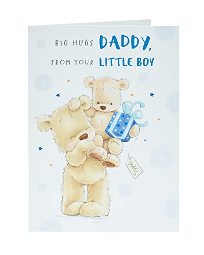 UK Greetings Vatertagskarte für Papa vom Sohn mit Umschlag – Blauer Bären-Design von UK Greetings