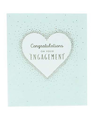 UK Greetings Verlobungskarte für Ihn/sie/Freund – Silberfolie Herz Design, Silber|Weiß|Blau|Grau, 137 mm x 159 mm von UK Greetings