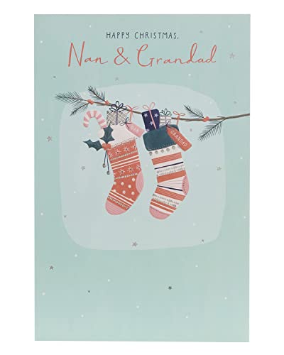 UK Greetings Weihnachtskarte für Oma & Großvater – süßes Strümpfe-Design von UK Greetings