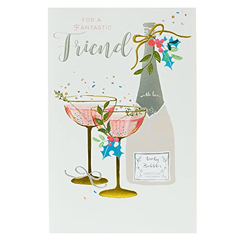 UK Greetings Weihnachtskarte für besondere Freunde, Weihnachtsgeschenke für Frauen, Weihnachtsgeschenkkarte, fantastischer Freund, Prosecco, Weihnachtsgetränke, elegantes Weihnachten von UK Greetings