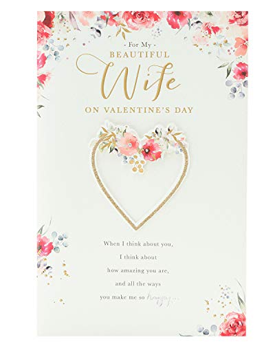 uk greetings Valentinstagskarte für Ehefrau mit Umschlag – schönes Design von UK Greetings