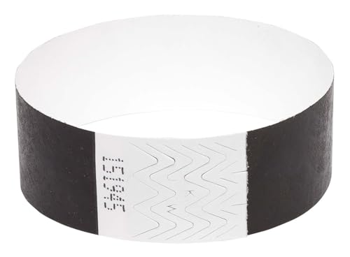 100 x Tyvek Armbänder Wasserdicht Reißfeste Event Armbänder für Partys, Events, Festivals, Crowd Management (Schwarz, 25mm (1 Zoll)) von UK Wristbands