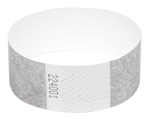 1000 x Tyvek Armbänder Wasserdicht Reißfeste Event Armbänder für Partys, Events, Festivals, Crowd Management (Silber, 25 mm (1 Zoll)) von UK Wristbands