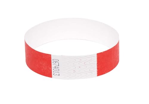 50 x Tyvek Armbänder Wasserdicht Reißfest Event Armbänder für Partys, Events, Festivals, Crowd Management (Rot, 19 mm (3/4 Zoll) von UK Wristbands