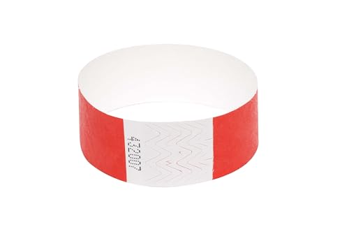 50 x Tyvek Armbänder Wasserdicht Reißfest Event Armbänder für Partys, Events, Festivals, Crowd Management (Rot, 25 mm (1 Zoll)) von UK Wristbands