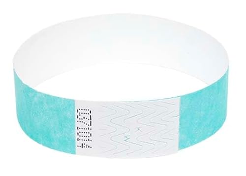 50 x Tyvek Armbänder Wasserdicht Reißfeste Event Armbänder für Partys, Events, Festivals, Crowd Management (Aqua, 19mm (3/4'') von UK Wristbands