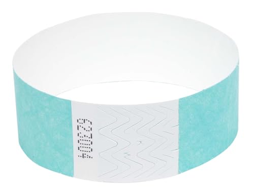 50 x Tyvek Armbänder Wasserdicht Reißfeste Event Armbänder für Partys, Events, Festivals, Crowd Management (Aqua, 25mm (1 Zoll)) von UK Wristbands