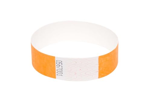 50 x Tyvek Armbänder Wasserdicht Reißfeste Event Armbänder für Partys, Events, Festivals, Crowd Management (Neon Orange, 19mm (3/10.2 cm) von UK Wristbands