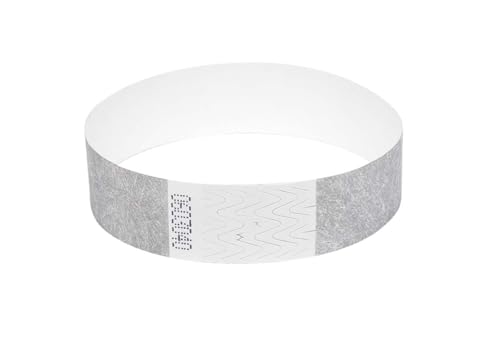 50 x Tyvek Armbänder Wasserdicht Reißfeste Event Armbänder für Partys, Events, Festivals, Crowd Management (Silber, 19mm (3/4 Zoll) von UK Wristbands