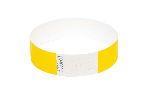 5000 Stück Tyvek Armbänder Wasserdicht Reißfeste Event Armbänder für Partys, Events, Festivals, Crowd Management (Gelb, 19mm (3/4 Zoll) von UK Wristbands