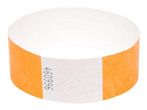 5000 Stück Tyvek Armbänder Wasserdicht Reißfeste Event Armbänder für Partys, Events, Festivals, Crowd Management (Neon Orange, 25mm (1 Zoll)) von UK Wristbands