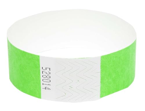 5000 Stück Tyvek Armbänder Wasserdicht Reißfeste Event Armbänder für Partys, Events, Festivals, Crowd Management (Neongrün, 25mm (1 Zoll)) von UK Wristbands