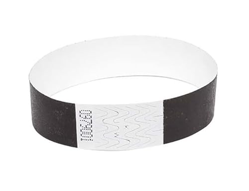 Tyvek Armbänder Wasserdicht, Reißfeste Event-Armbänder für Partys, Events, Festivals, Crowd Management (Schwarz) von UK Wristbands