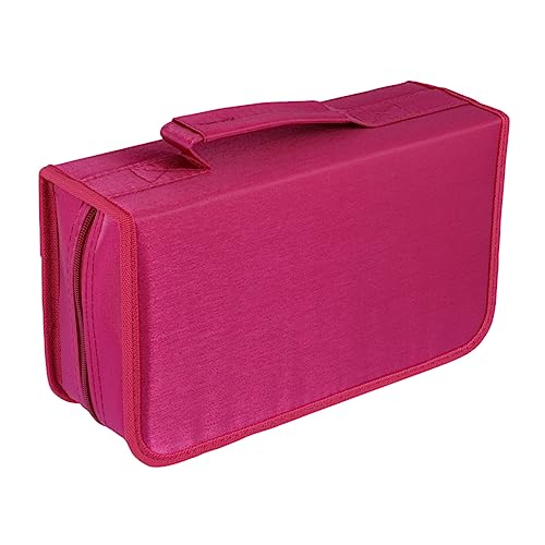 UKCOCO Cd-Tasche Aus Merzerisiertem Stoff 128-teilige Cd-Aufbewahrungstasche Tragbare Cd-Tasche Große Kapazität Rote Cd-hülle für Cd/DVD-Material Organisieren Sie Ihre Medien von UKCOCO