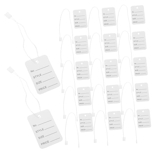 UKCOCO 2000 Stück Preisschild Tag Hängeetikett für Socken Hangtag Yard Sale Tags Armbandanhänger zum Verkauf Anstecknadeln für Kleidungsmarken Tag-Seil Waren -Tags Hang -Tags Papier Weiß von UKCOCO