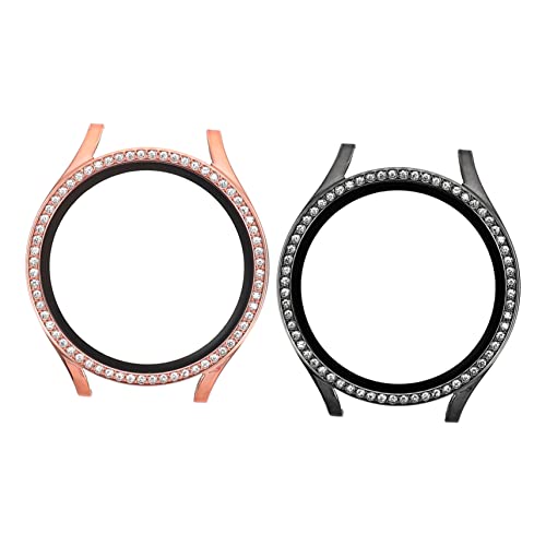 UKCOCO 2Stücke Schutzfolie für Watch Dekorativer Uhrenschutz mit Strass PC Hülle Gehärtetem Vollständige Abdeckung Roségold Langlebig von UKCOCO