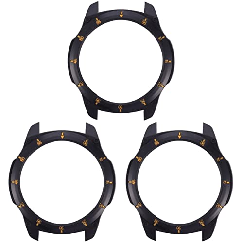 UKCOCO 3pcs Plated Protector Insert Protection Frame Compatible Adhesive Watch Ring Durable Classic Cover MM Black Gt Case for TPU Scratch- Resist Loop Soft Screen, schwarz / goldfarben, 5X5X1.4CM von UKCOCO