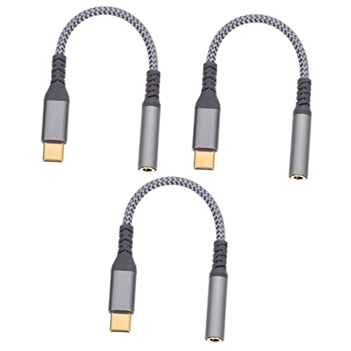 UKCOCO 3st Audio-adapterkabel USB-c-zu-aux-Audio-dongle-Kabel Zum Aux-Kabel Audio-hilfseingangsadapter USB-Kabel USB-c-Adapter USB-Adapter Headset-Adapter Nylon Audio-Splitter Kopfhörer von UKCOCO