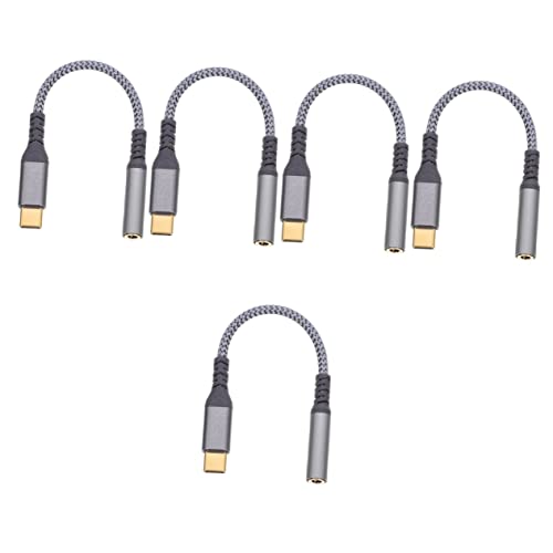 UKCOCO 5st Audio-adapterkabel Audio-hilfseingangsadapter Zum Aux-Kabel Ladekopfhöreradapter Typ-c-kopfhörer-adapterkabel Typ-c Kopfhöreradapter Audio-Splitter Aluminiumlegierung Handy von UKCOCO