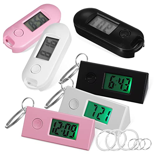 UKCOCO 6 STK Schlüsselanhänger Kleine Uhr Digitale Clipuhr Schlüsselanhänger Uhren Schlüsselanhänger Kinderuhr Outdoor Uhr Fob Taschenuhr Elektronisch Schale Abs Anhänger Tasche Fräulein von UKCOCO