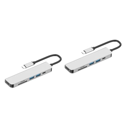 UKCOCO Adapter 2St Dockingstation USB-Ladestation -Adapter Multi-USB-Ladegerät USB-C-Dock Videoanzeige SD-Kartenleser Nabenadapter Nabenkonverter schnelles Laden 4k Aluminiumlegierung von UKCOCO